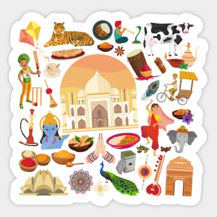 India Travel Icons Sticker